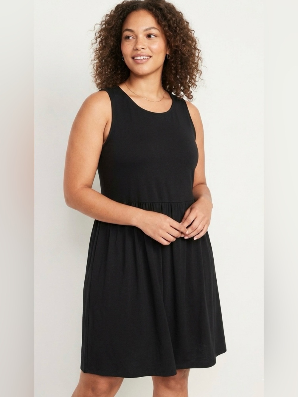 Old Navy Black Drop-Waist Swing Dress - Medium